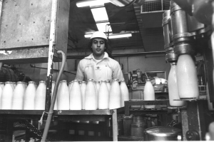 Milk Packaging room Nick bottling milk 1980 foil lids